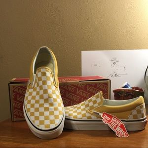 Yellow Checkered vans NEVER BEEN WORN